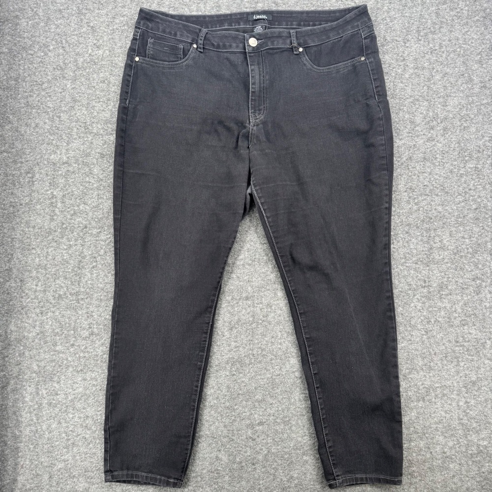 d.jeans Womens 22W Black Skinny Denim Jeans Stretch Plus Size Embroidered Pocket